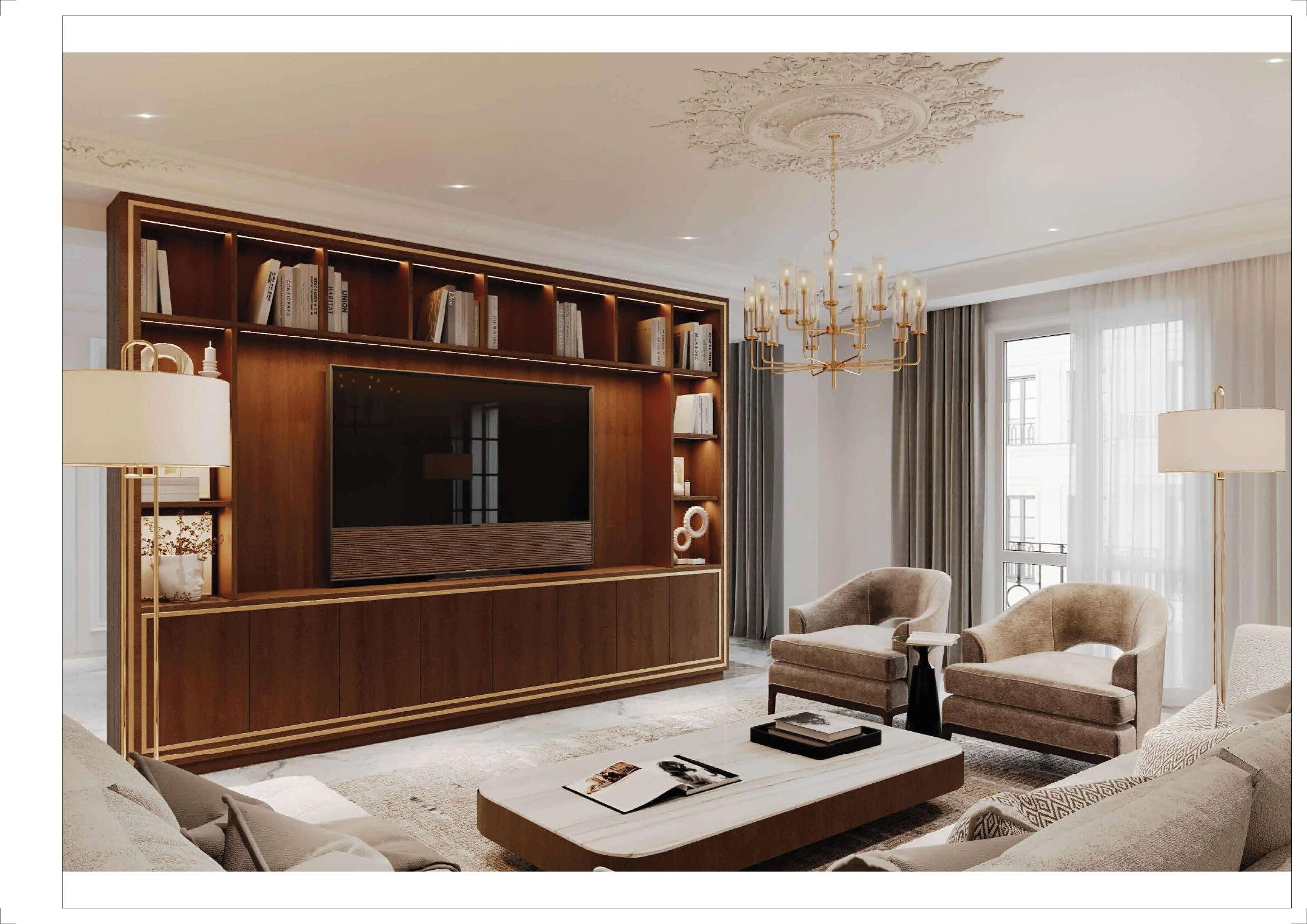 Appartement Luxe Paris 15ème — salon haussmannien rénové